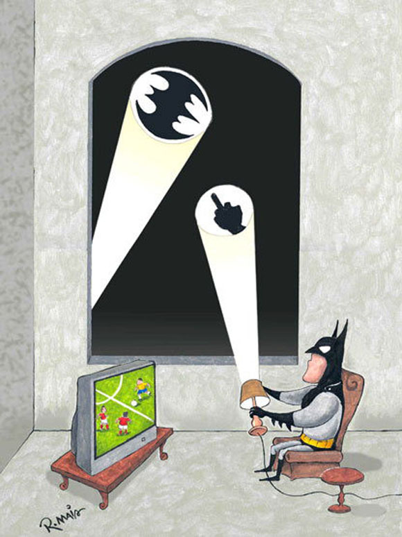 Batman responds to the Bat Signal...