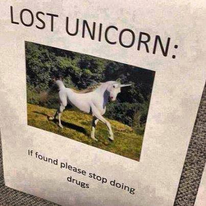 Lost unicorn... if found please stop doing drugs.